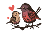 Parents et bébé oiseau