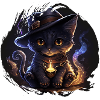 Mystische Hexenkatze mit Zauberhut