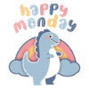 Kawaii Dinosaur Rainbow, Happy-Monday Saying