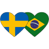 Sweden Brazil Flag Heart