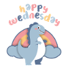 Kawaii Dinosaur, Rainbow Happy-Wednesday