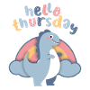 Kawaii dinosaurs. Rainbow, Hello-Thursday