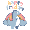 Kawaii dinosaurs. Rainbow, Happy-Friday