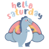 Kawaii dinosaurs. Rainbow, Hello-Saturday
