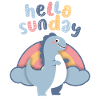 Kawaii dinosaurs. Rainbow Hello-Sunday Saying