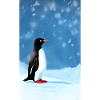 Süßer Pinguin im Schnee