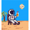 Astronaut on vacation Pixelart