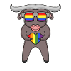 Regenbogen - Ochse mit Brille und Herz
