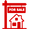 Logo rouge enseigne avec à vendre