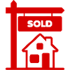 Logo rouge avec vendu