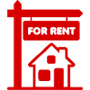 Red signboard for rent