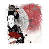 Geisha, art numérique traditionnel, Japon