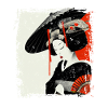 Geisha, art numérique traditionnel, Japon
