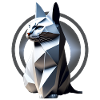 Grey origami-style cat