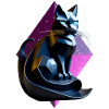 Black cat origami profile