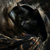 Cat in oil painting