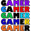Retro mehrfarbiger schwarzer Gamer