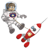 "Der Astronaut und sein Raumschiff“