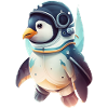 Super Süßer Pinguin als Astronaut