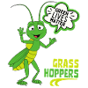 Comic grasshopper, funny saying locust