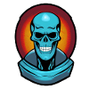 Blue monster skull