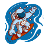 astronaute surf dans l'espace