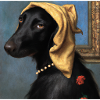 Flat Coated Retriever mit Perlenkette