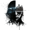 Cyberspace hacker in dystopian future