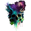 Totenkopf mit Hörnern bunt