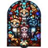 Cats Stained Glass Window
