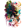 Totenkopf mit Blumen bunt