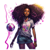 Vivid Afro-style footballer