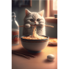 Mignon chat japonais Ramen
