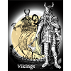 Retro Vikings Drachenboot Mondlicht Illustration