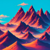 Mountain peaks in the sun