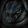 Serpent noir à mi-parcours