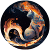 Fiery cat magic in constellation design