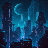Blue Night Futuristic City