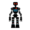 Skinny robot with red eyes