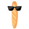 Funny baguette with sunglasses