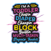 Toddler chases diaper, changing childminder