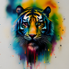 Tiger Splash Art, Bunt,