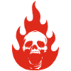 Skull and red flame