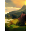 Landscape with lake and mountains