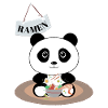 Panda eating ramen