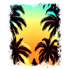 Tropical sunrise under palm trees