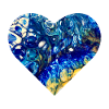 Heart painting blue white gold