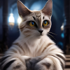 white black tigered cat