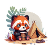 Camping Panda Rouge