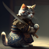 Cat Samurai with Sword